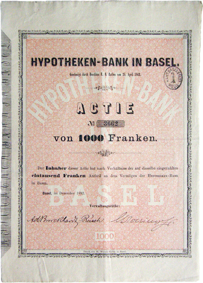 Hypotheken-Bank in Basel, 1892